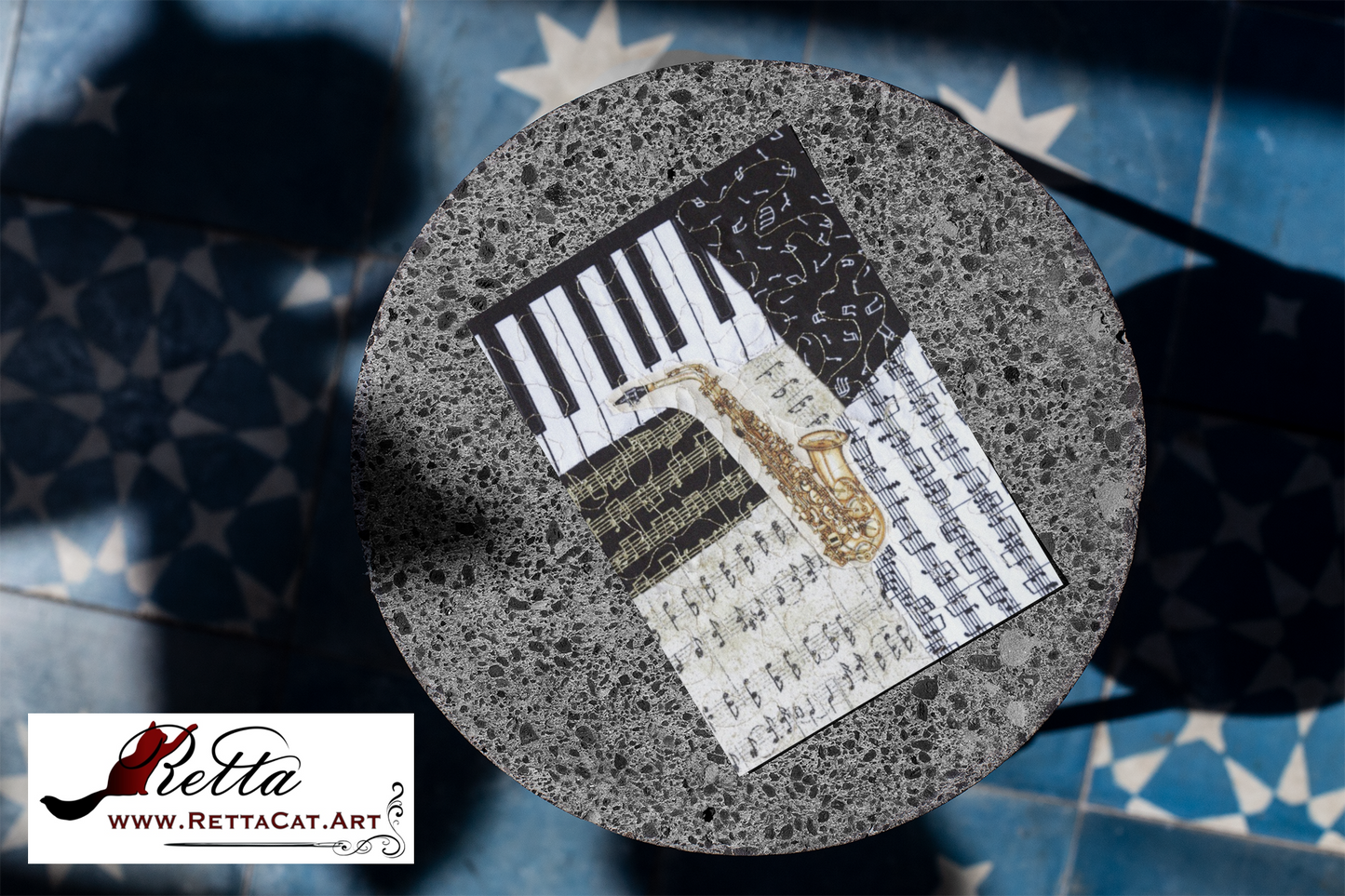 Saxophone/Music Greeting Card - blank inside with envelope