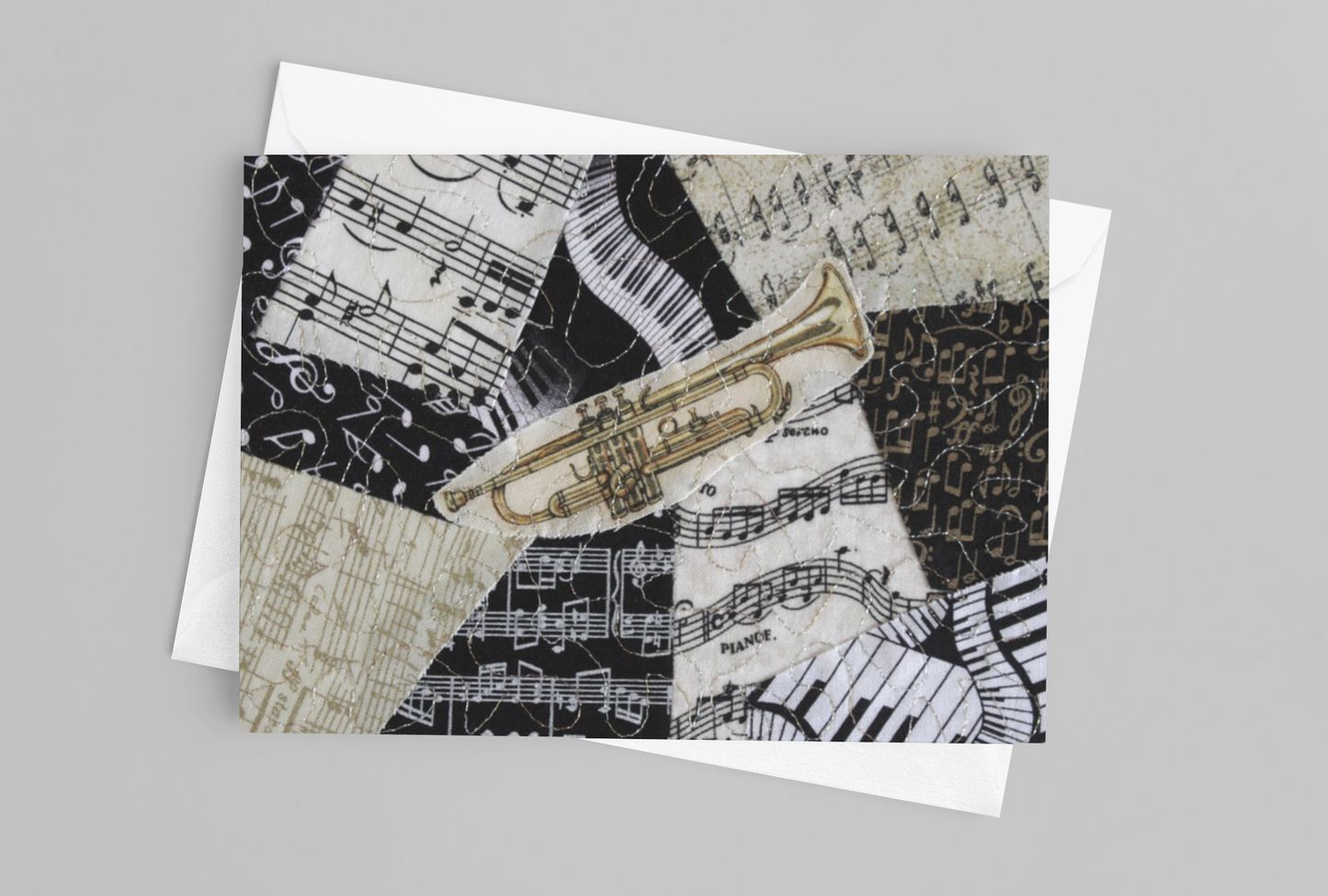 Trumpet/Music Greeting Card - blank inside with envelope