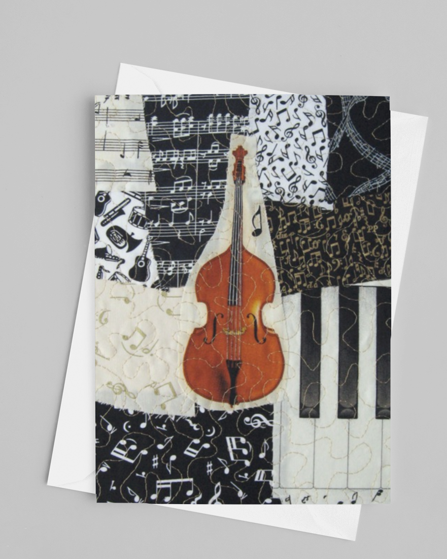 String Bass/Music Greeting Card - blank inside with envelope