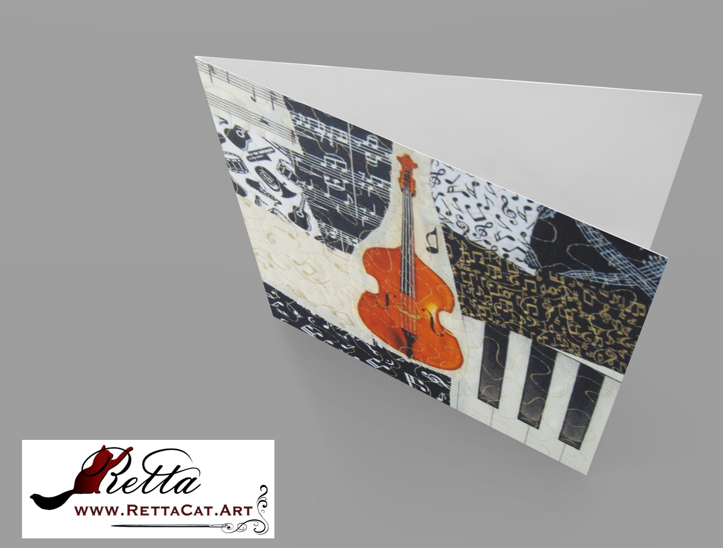 String Bass/Music Greeting Card - blank inside with envelope