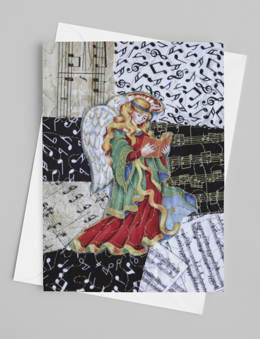 Singing Angel/Music Greeting Card - blank inside with envelope