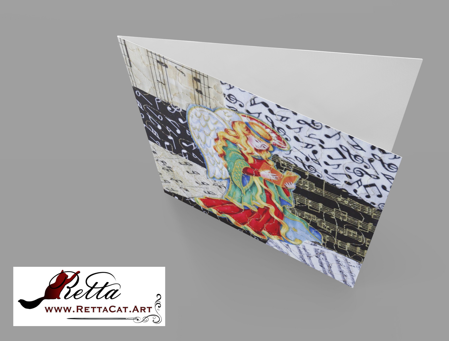Singing Angel/Music Greeting Card - blank inside with envelope
