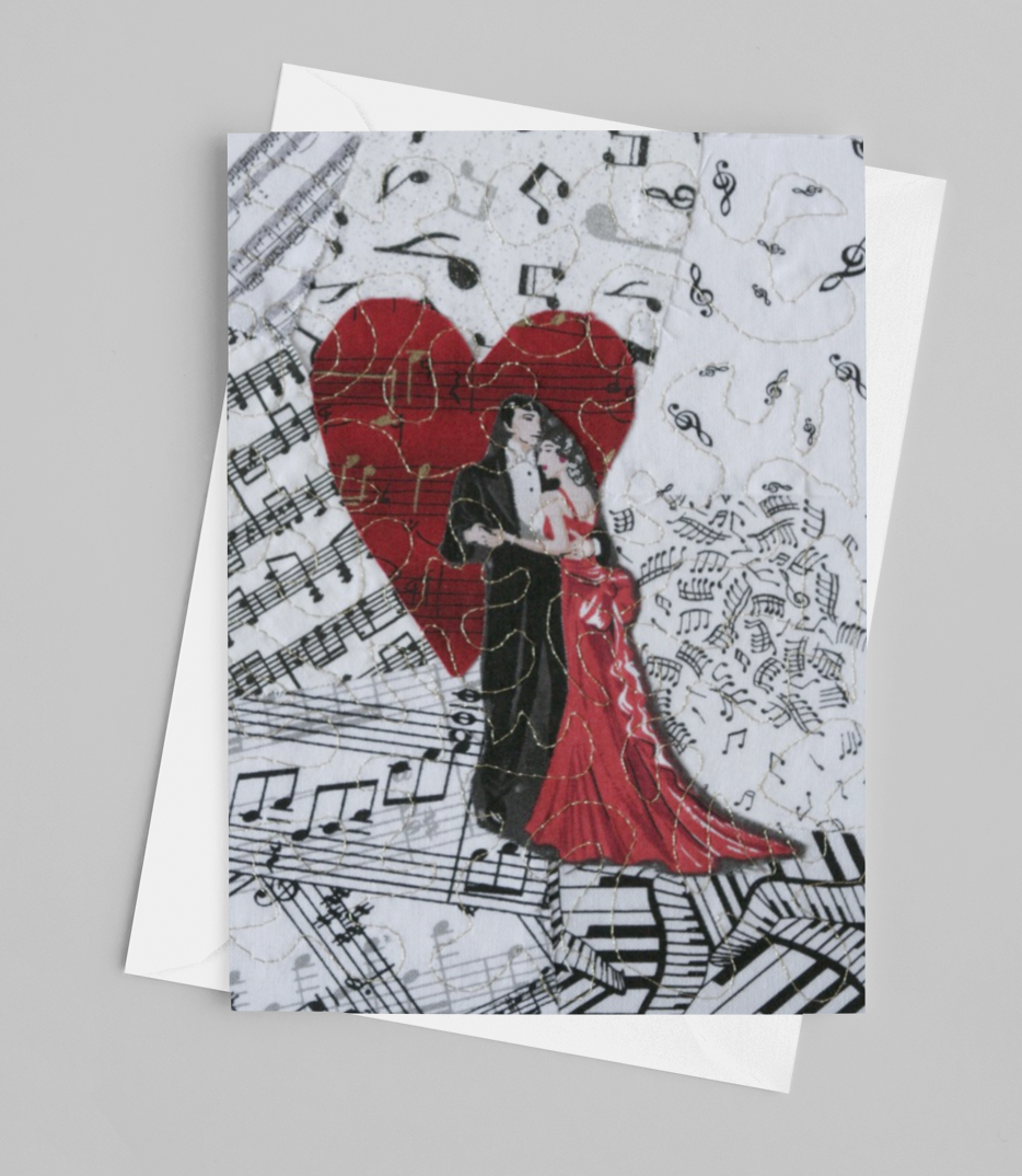 Romantic Ballroom Dancers/Music Greeting Card - blank inside with envelope