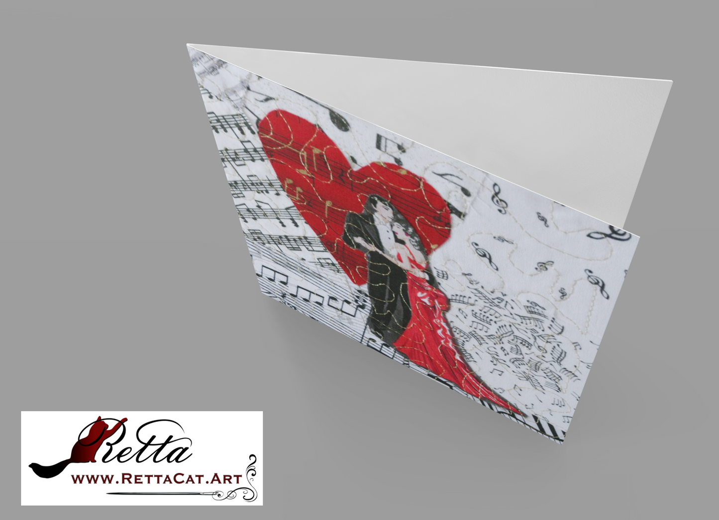 Romantic Ballroom Dancers/Music Greeting Card - blank inside with envelope