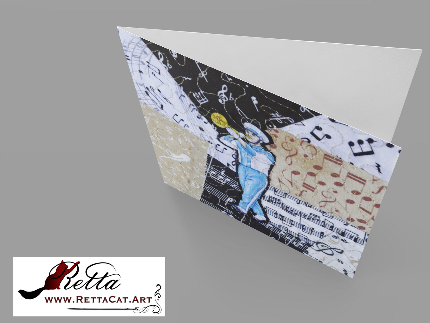 Marching Band-Trombone/Music Greeting Card - blank inside with envelope