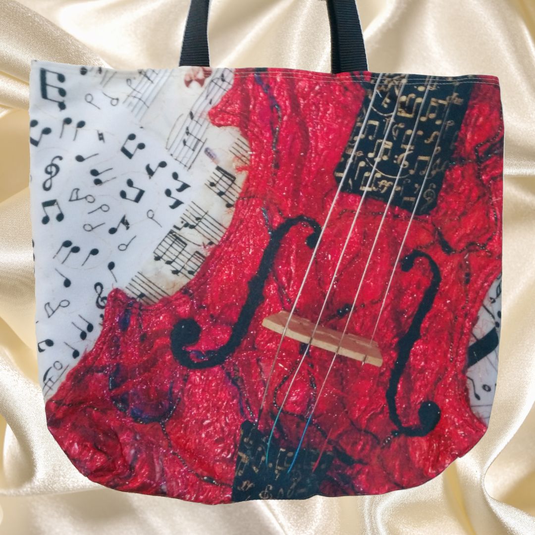 Red Violin Reversible Tote Bag
