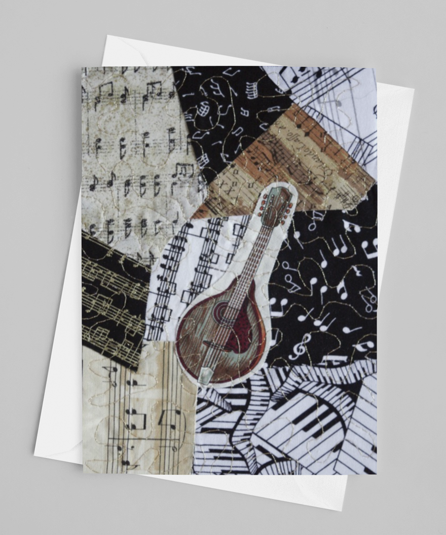 Mandolin/Music Greeting Card - blank inside with envelope