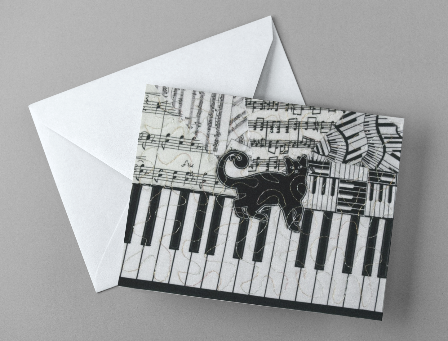Keyboard Cat/Music Greeting Card - blank inside with envelope