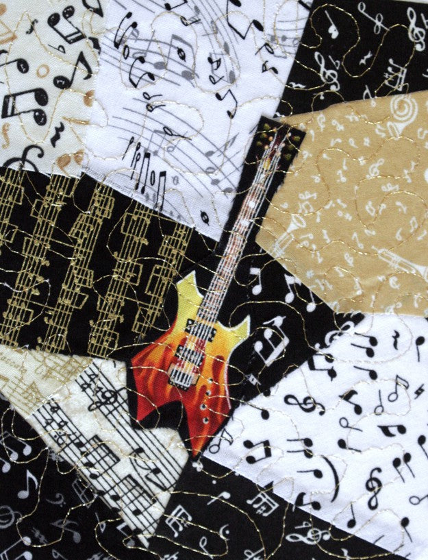 Heavy Metal Flames Guitar/Music Greeting Card - blank inside with envelope
