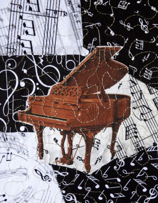 Brown Grand Piano/Music Greeting Card - blank inside with envelope