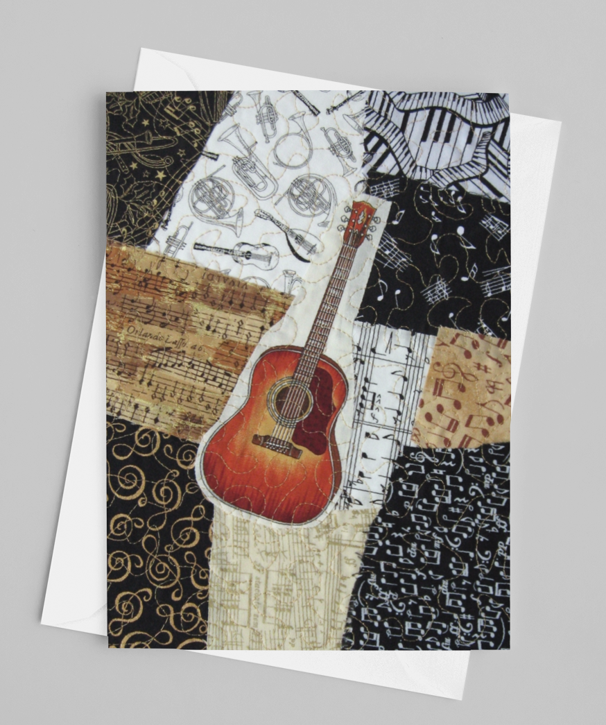 Acoustic Guitar/Music Greeting Card - blank inside with envelope