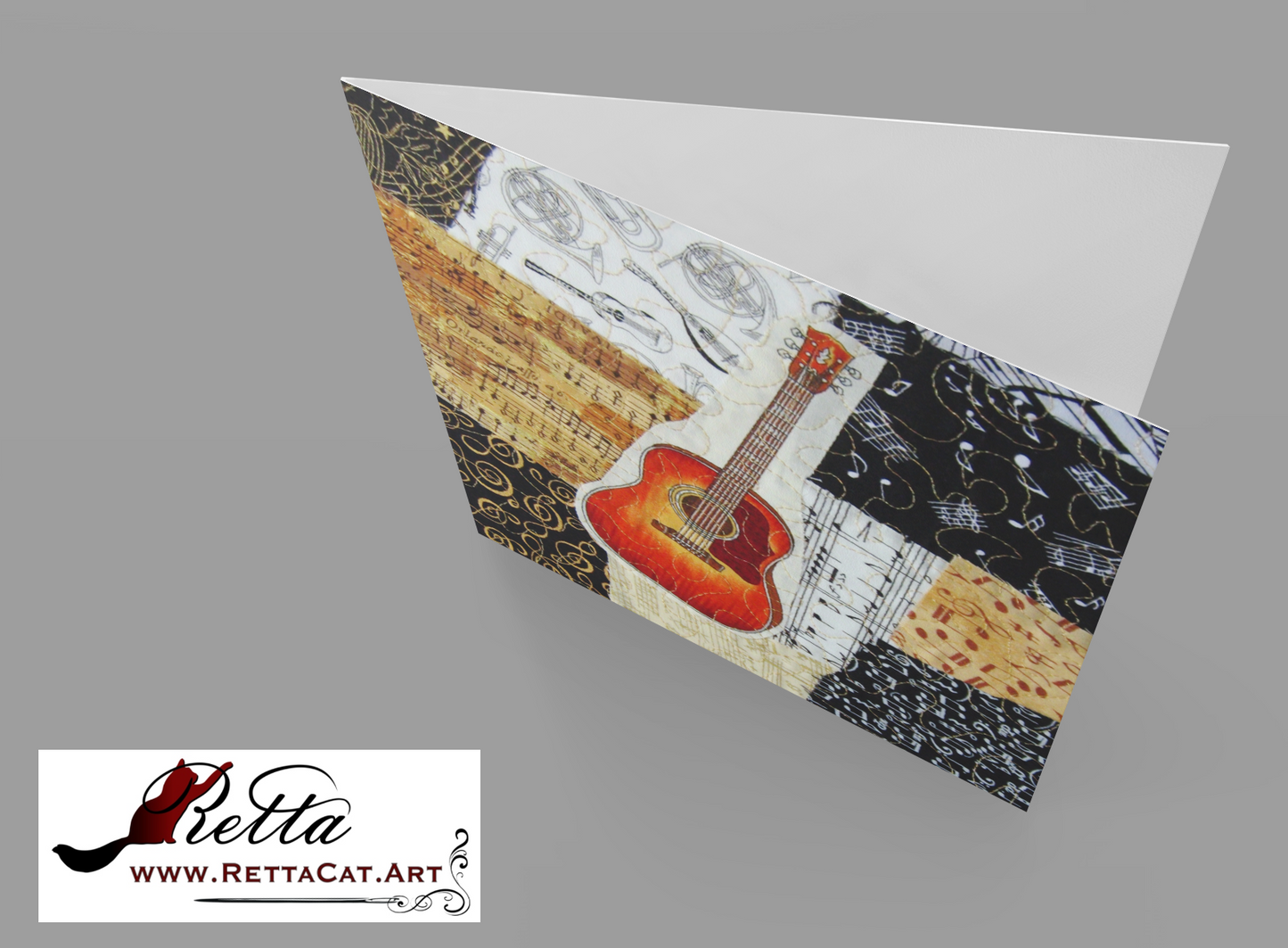 Acoustic Guitar/Music Greeting Card - blank inside with envelope