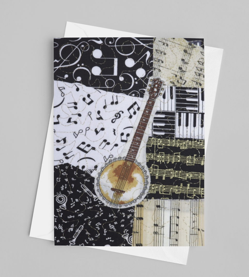 Banjo/Music Greeting Card - blank inside with envelope