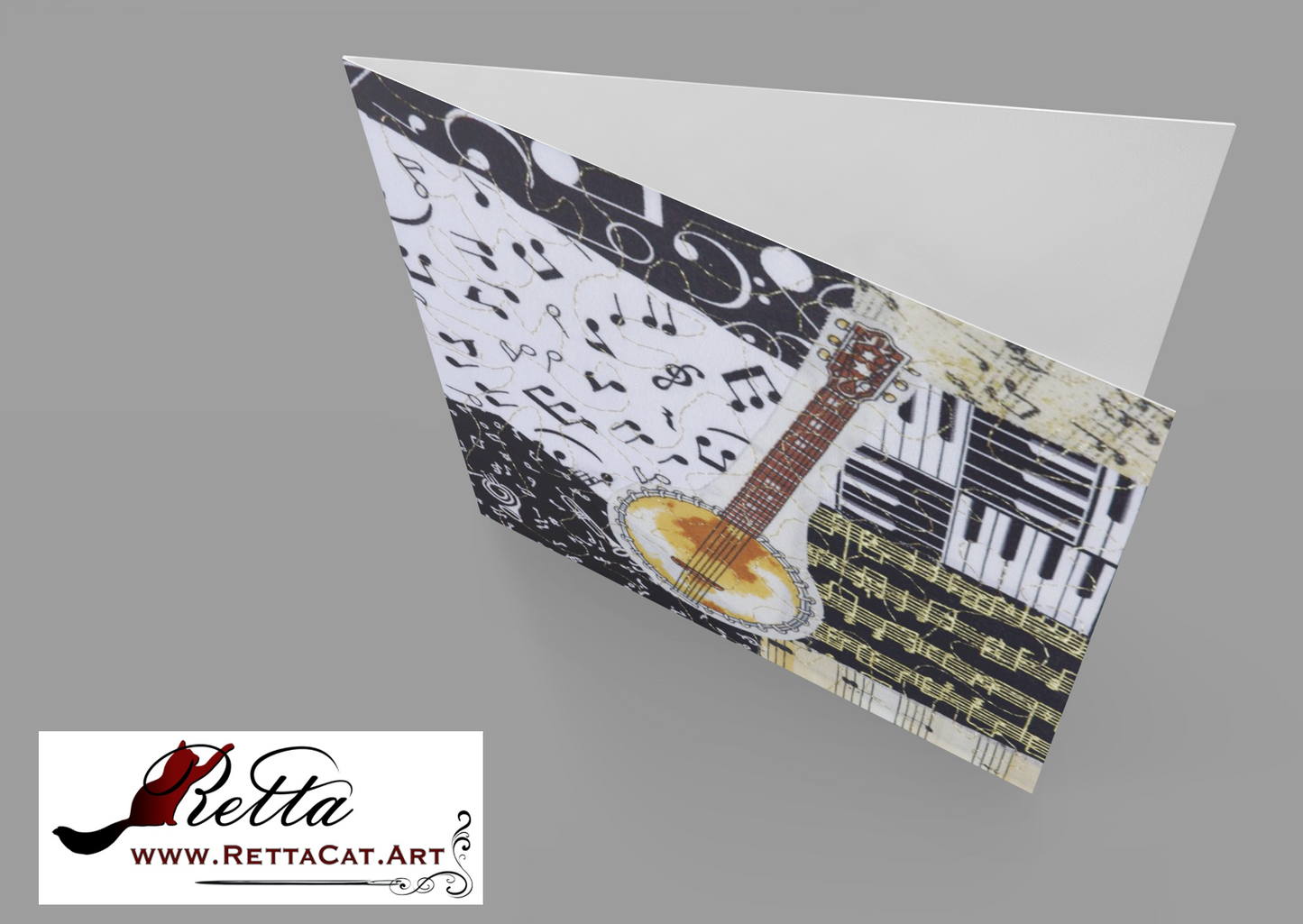 Banjo/Music Greeting Card - blank inside with envelope