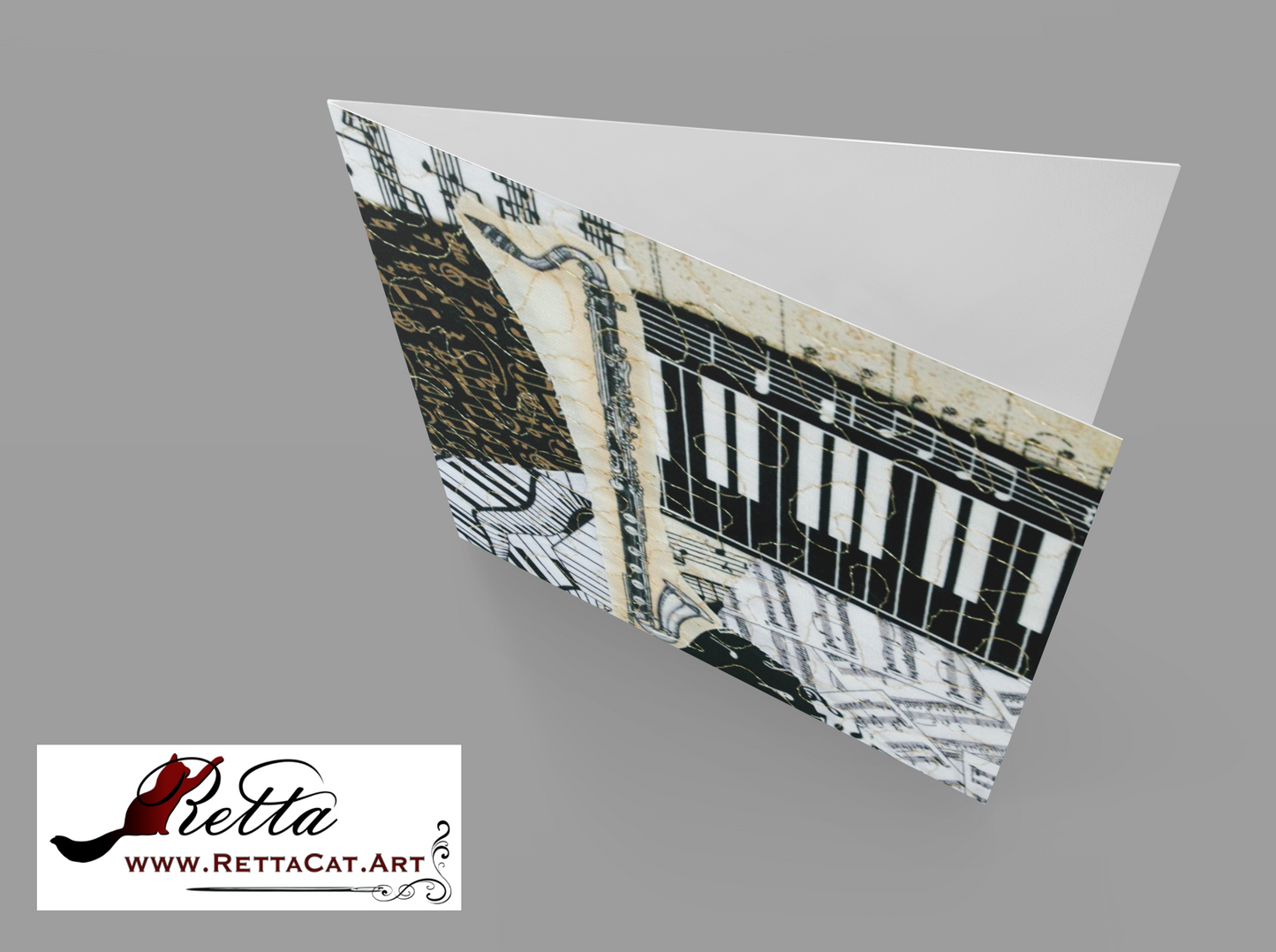 Bass Clarinet/Music Greeting Card - blank inside with envelope