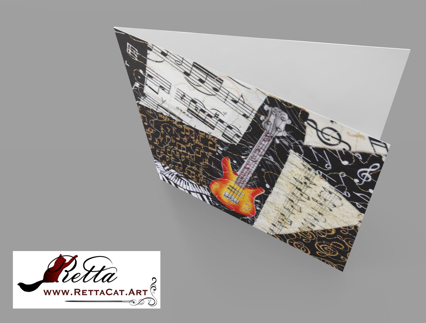 Bass Guitar/Music Greeting Card - blank inside with envelope