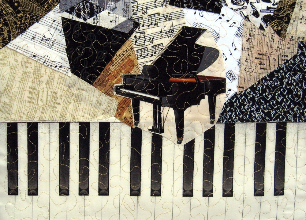 Grand Piano with Keyboard/Music Greeting Card - blank inside with envelope