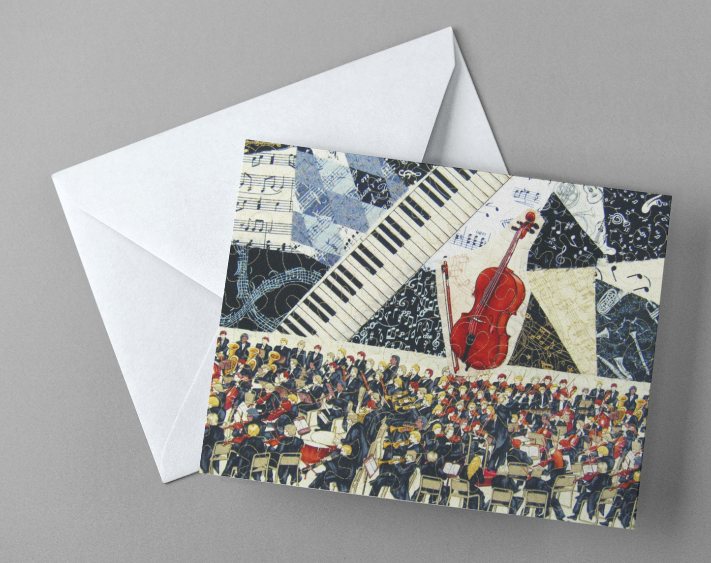 Cello with Orchestra/Music Greeting Card - blank inside with envelope