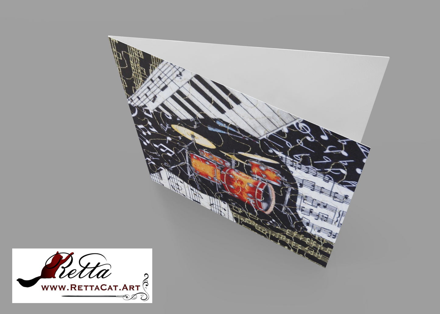 Drum Kit/Music Greeting Card - blank inside with envelope