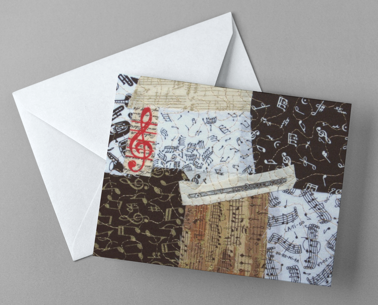 Flute/Music Greeting Card - blank inside with envelope