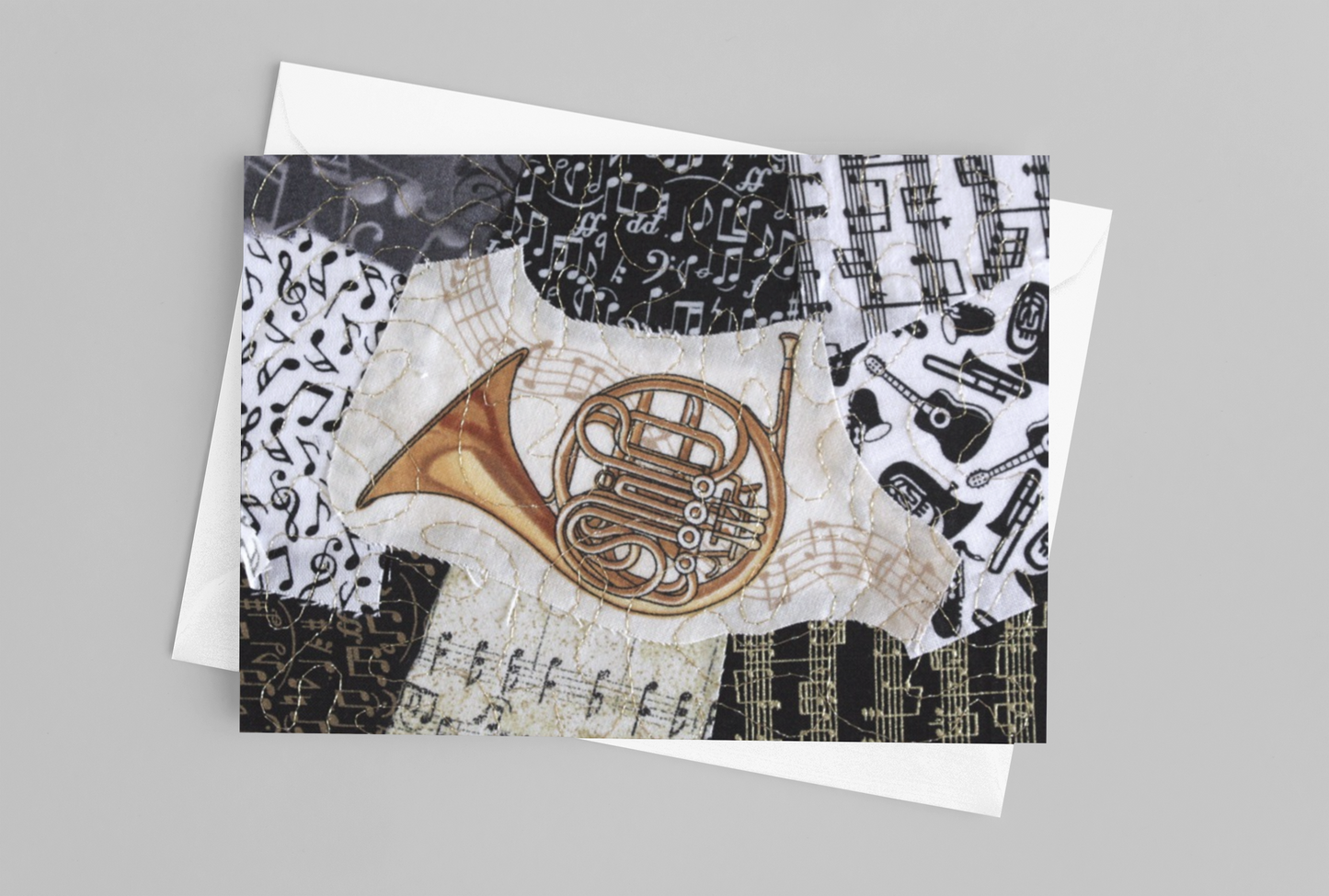 French Horn/Music Greeting Card - blank inside with envelope