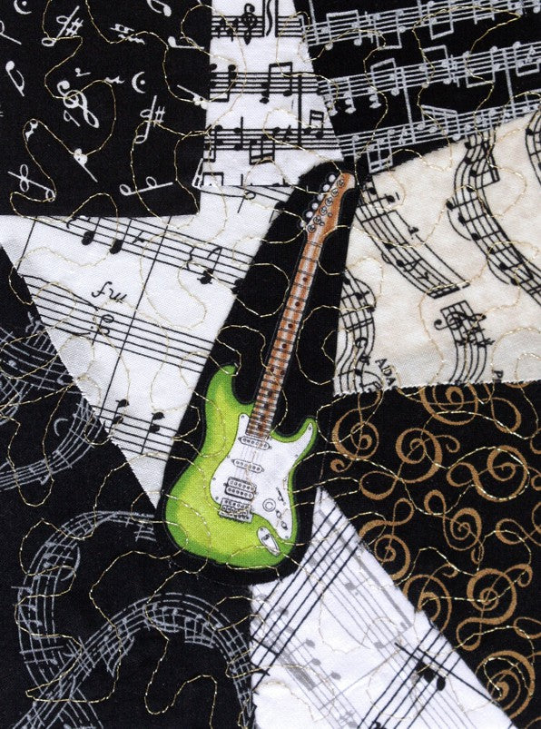 Green Electric Guitar/Music Greeting Card - blank inside with envelope