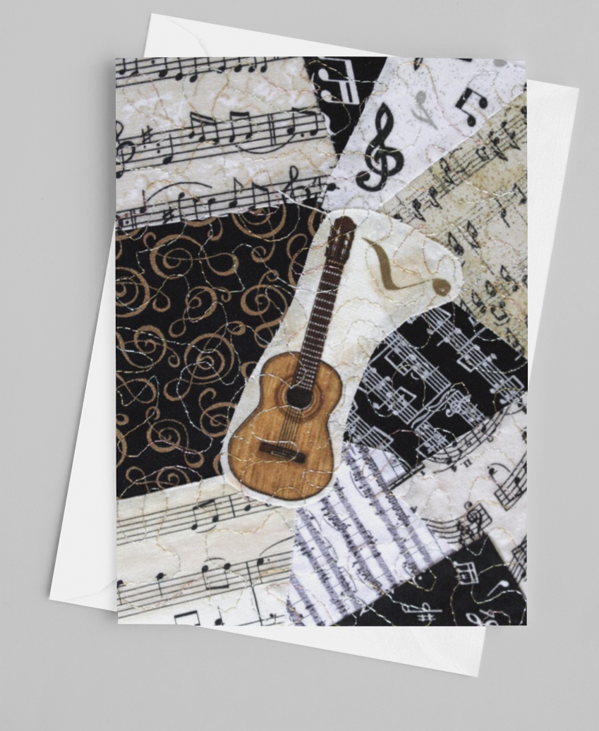Classical Guitar/Music Greeting Card - blank inside with envelope