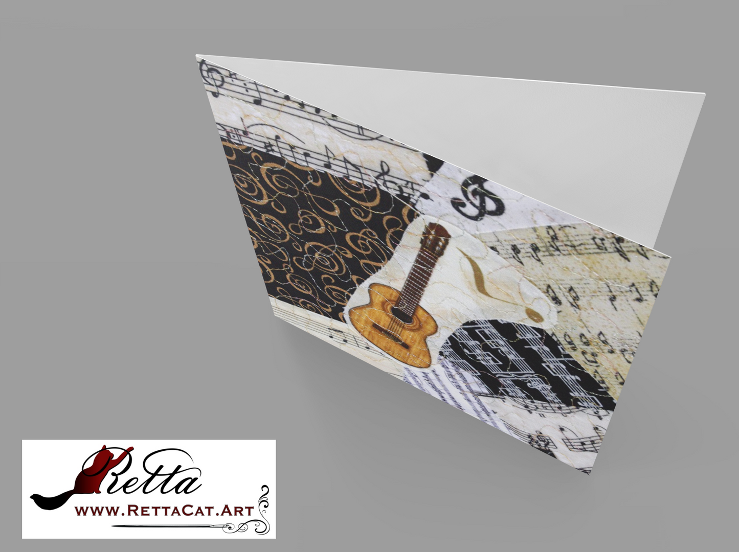 Classical Guitar/Music Greeting Card - blank inside with envelope