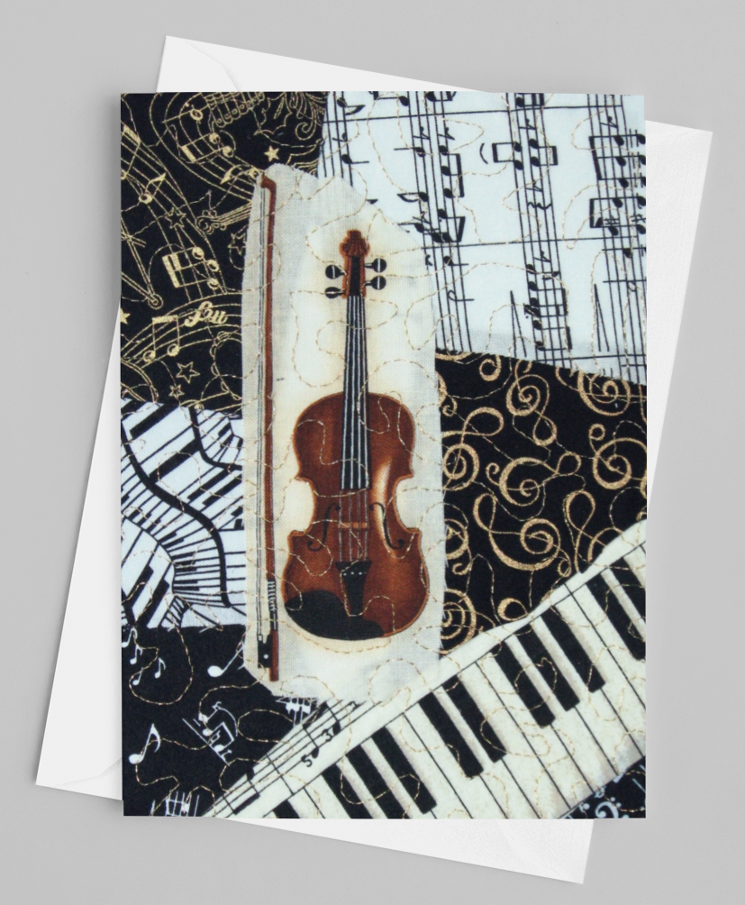 Violin/Music Greeting Card - blank inside with envelope
