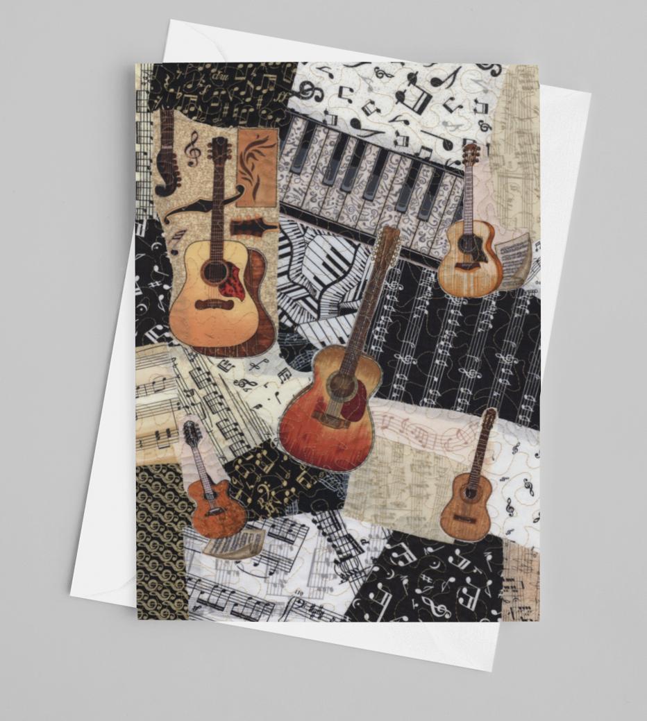 Guitars/Music Greeting Card - blank inside with envelope