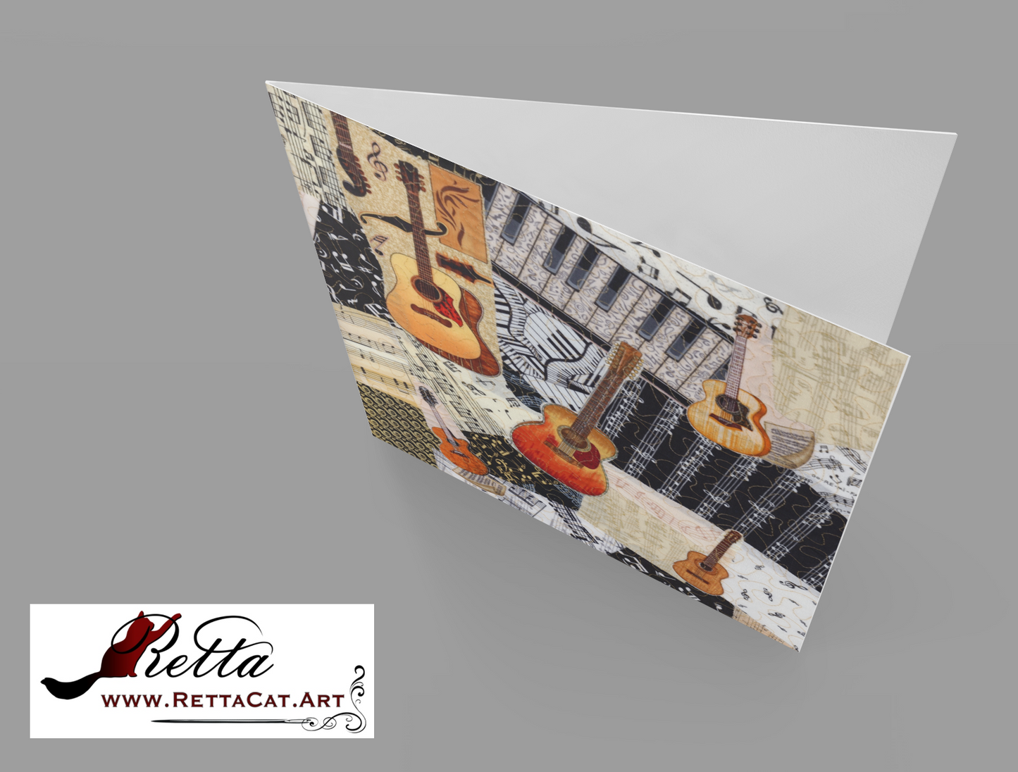 Guitars/Music Greeting Card - blank inside with envelope