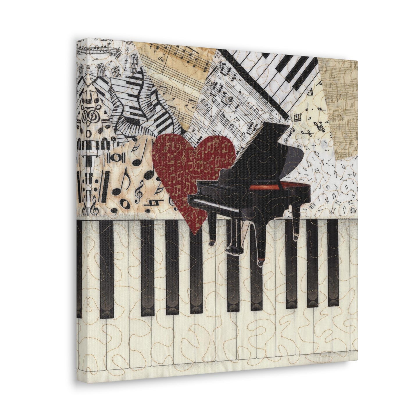 Grand Piano with Heart and Music Gallery Wrap Canvas