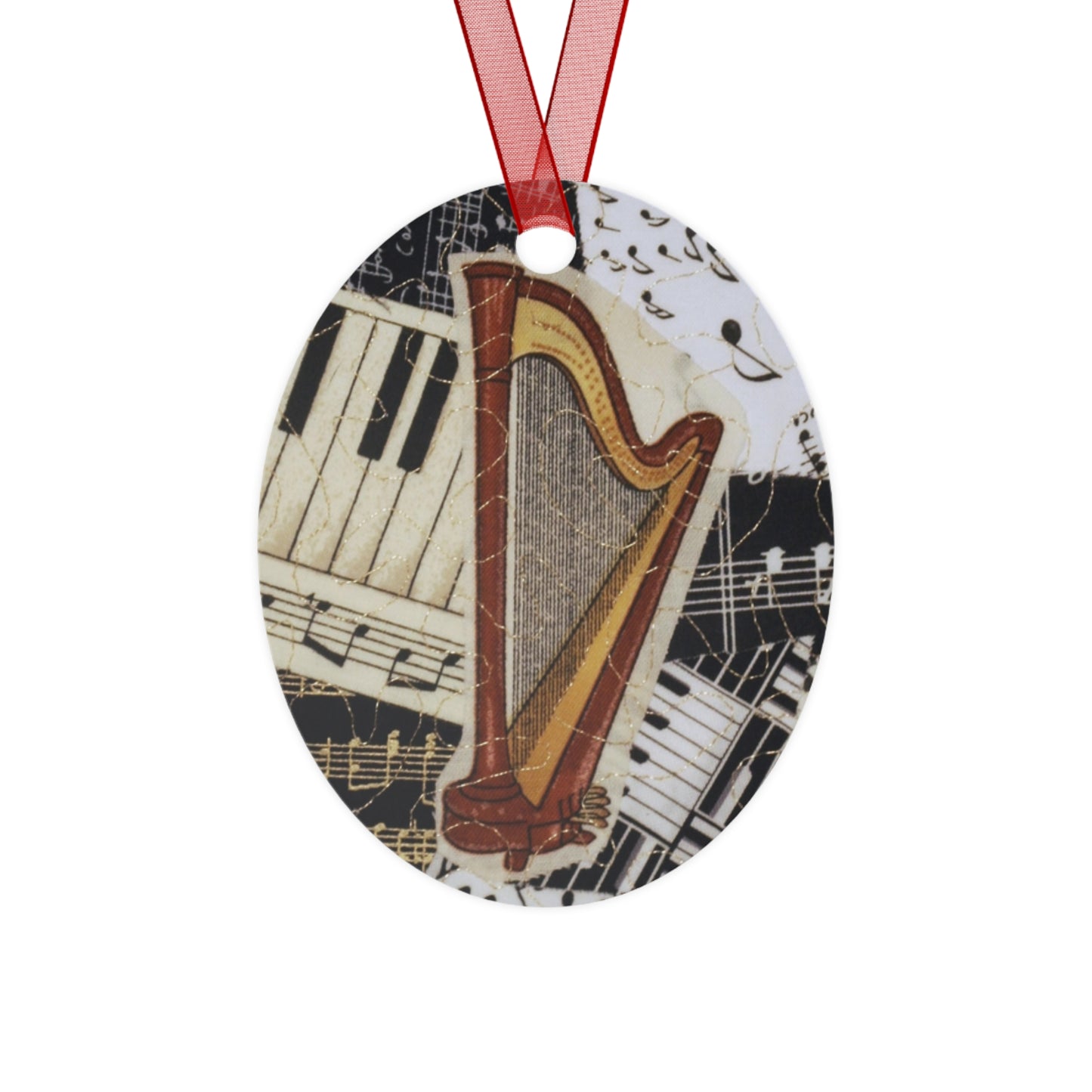 Music Ornament - Harp with Musical Notes and Symbols - Perfect Music Room Décor for Music Lovers