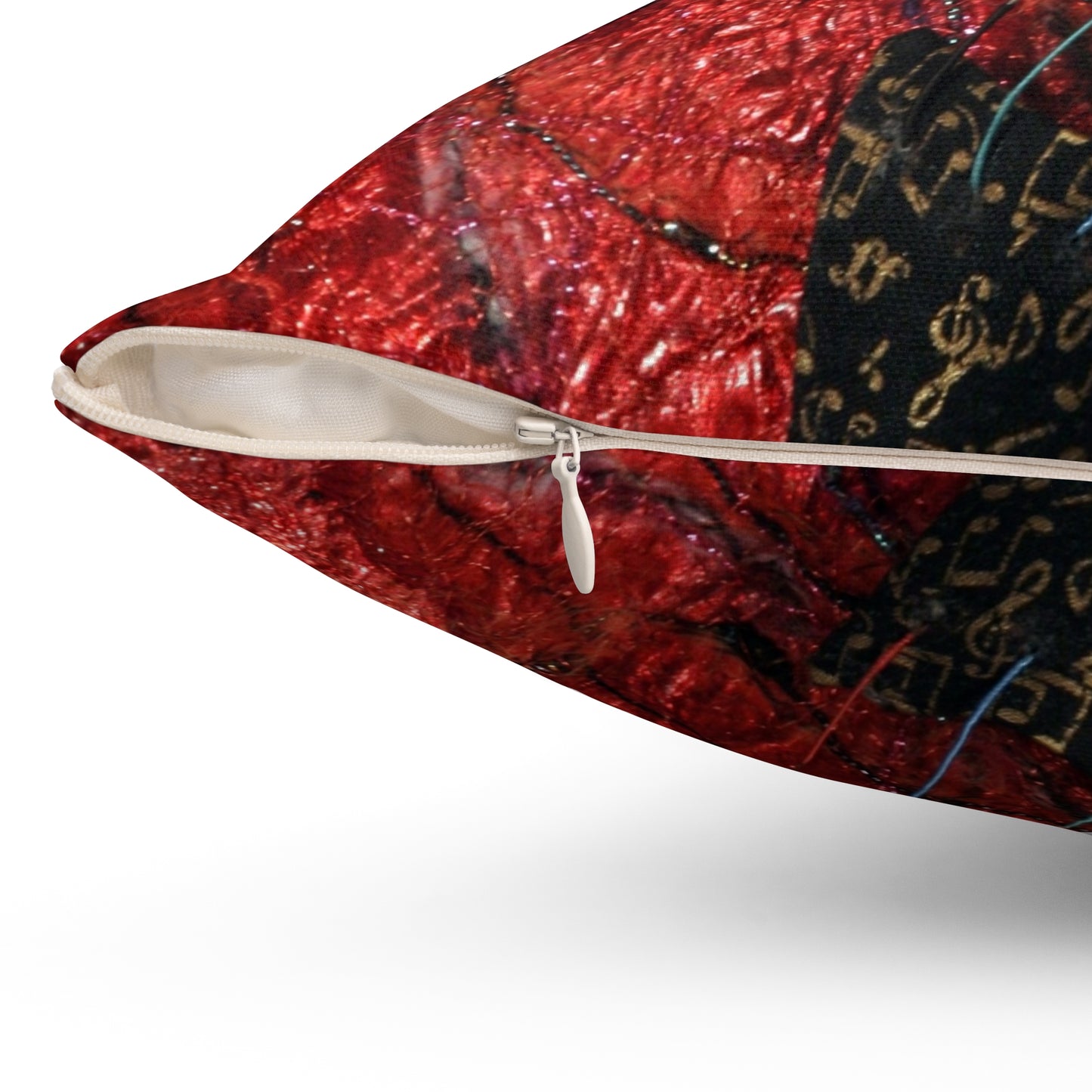 Red Violin Strings Music Square Pillow