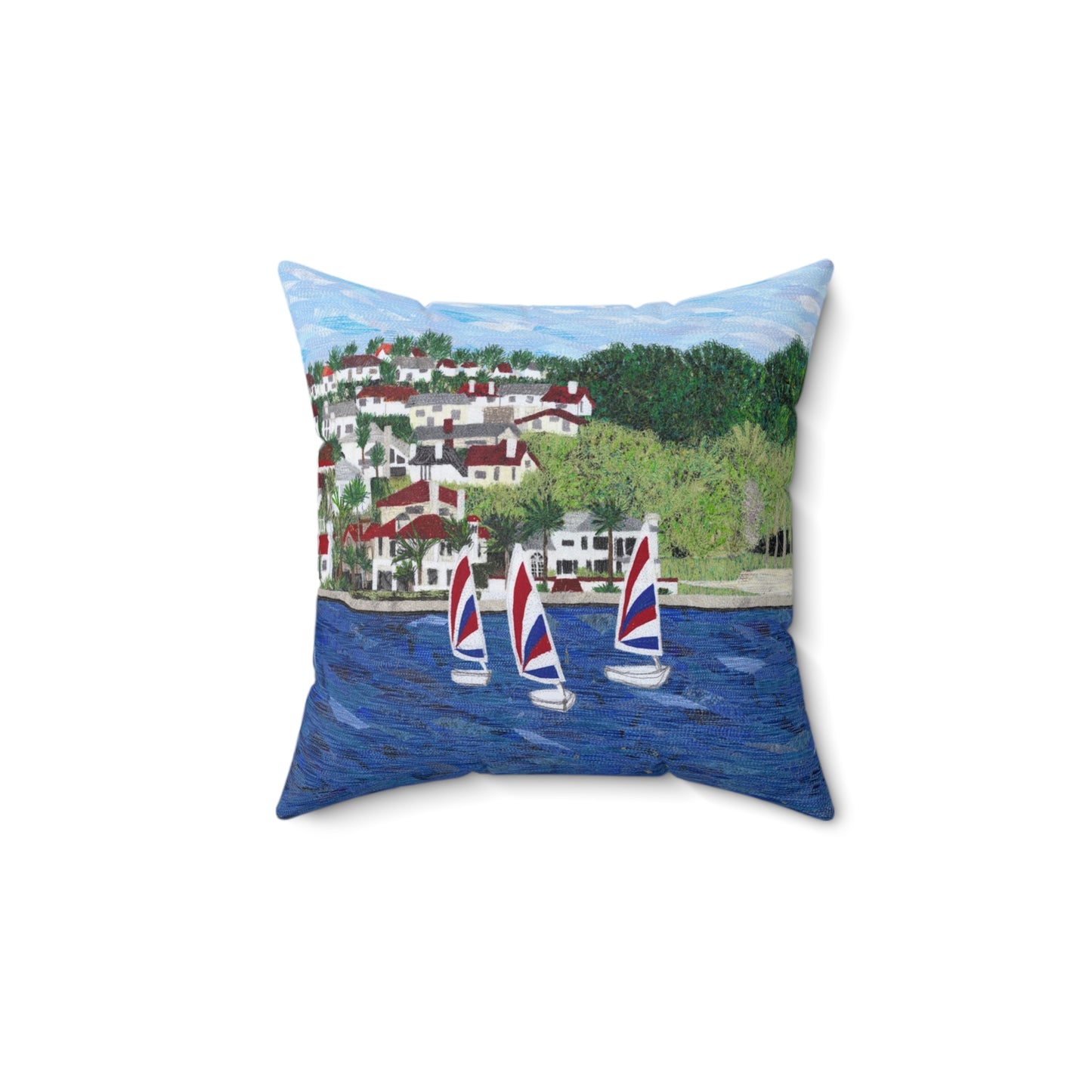 Sailing Lessons, Lake Mission Viejo Spun Polyester Square Pillow in 4 sizes