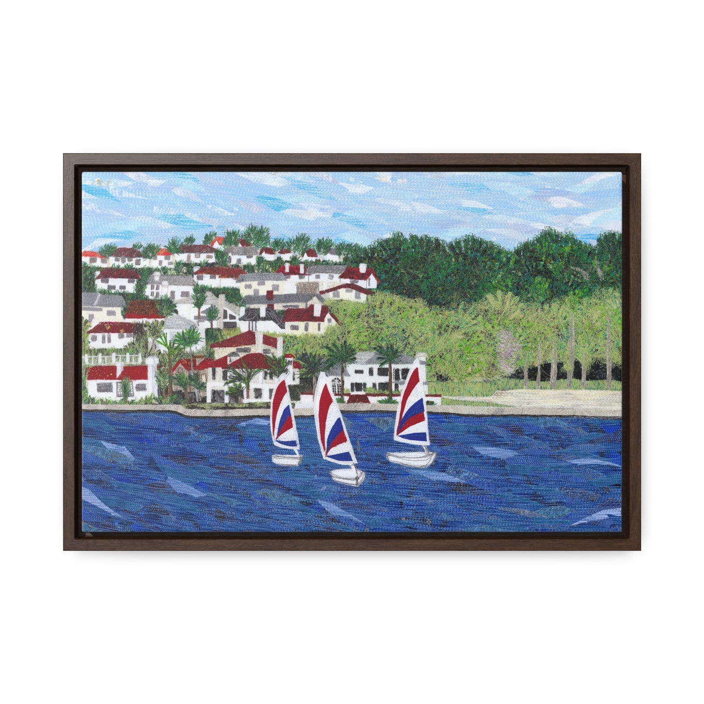 Sailing Lessons, Lake Mission Viejo Horizontal Framed Premium Gallery Wrap Canvas