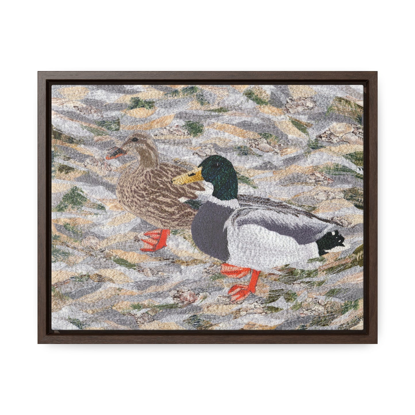 Suburban Wild, Ducks at the Lake Horizontal Framed Premium Gallery Wrap Canvas