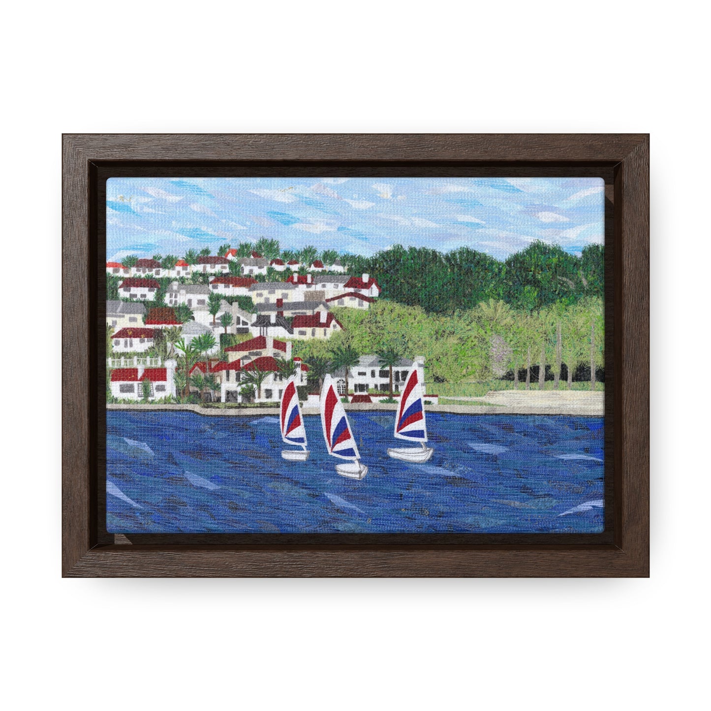 Sailing Lessons, Lake Mission Viejo Horizontal Framed Premium Gallery Wrap Canvas