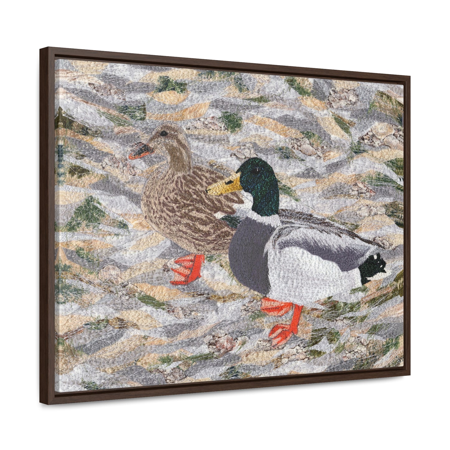 Suburban Wild, Ducks at the Lake Horizontal Framed Premium Gallery Wrap Canvas
