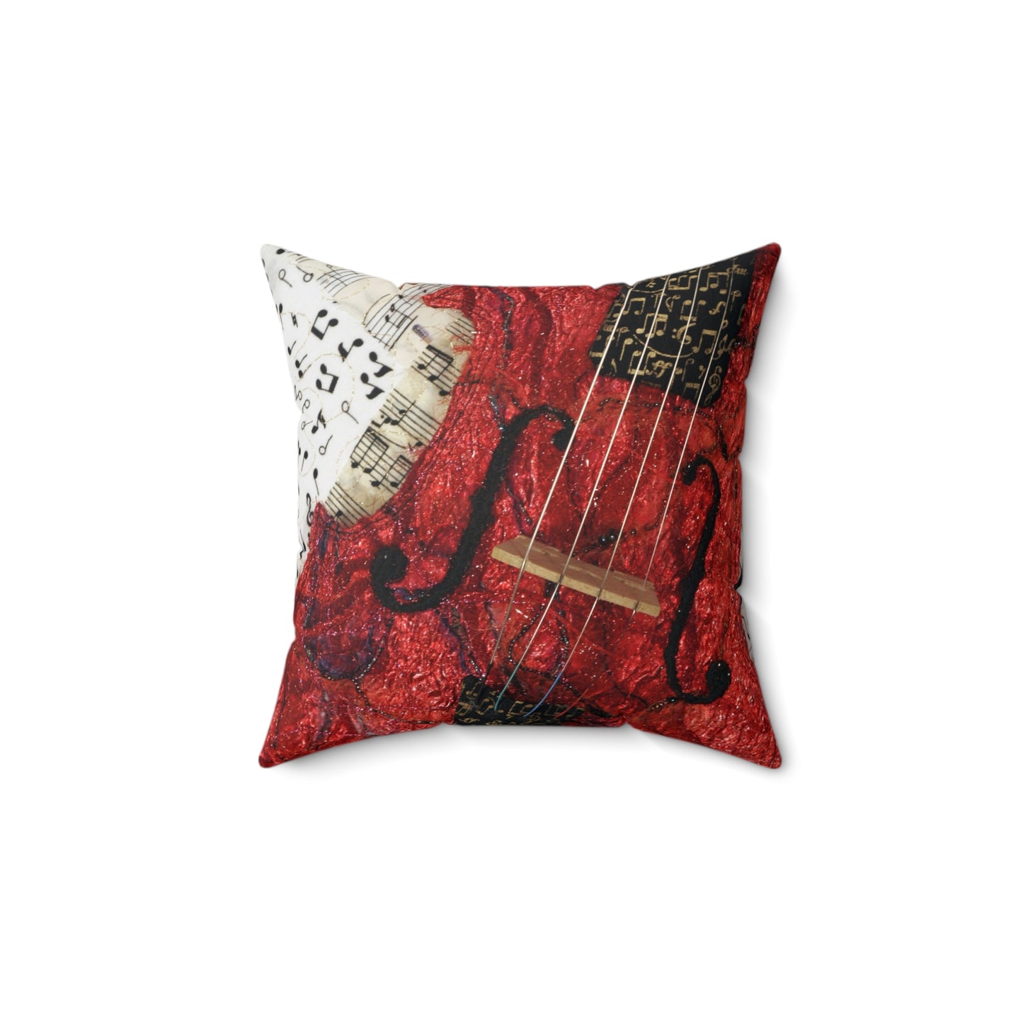 Red Violin Strings Music Square Pillow