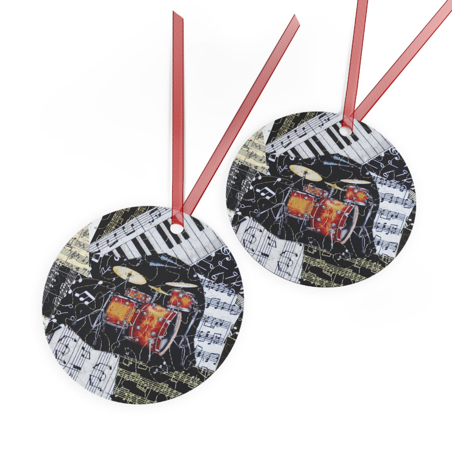 Drum Kit Ornament with Musical Notes, Keyboard, and Symbols - Perfect Gift for Drummers, Music Lovers and Room Decoration