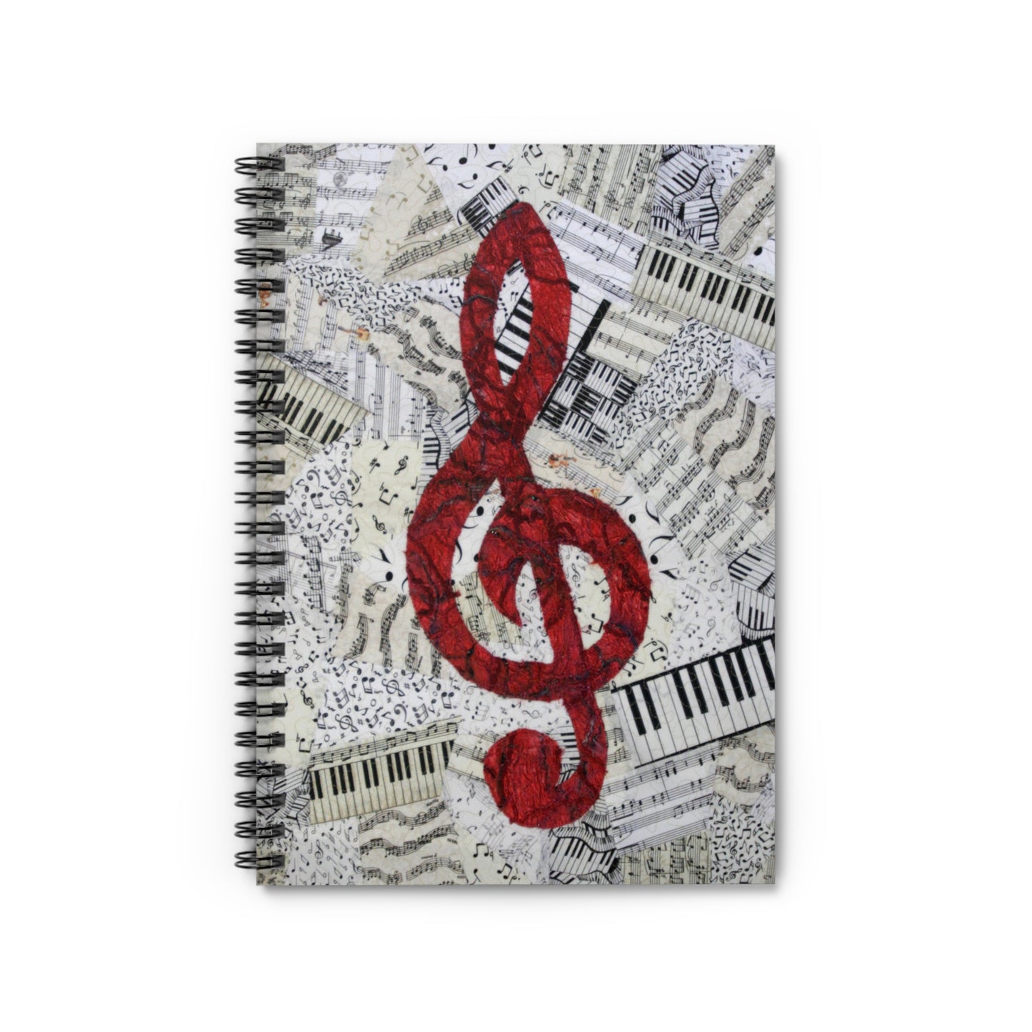 Red Treble Clef Spiral Bound Notebook Ruled Lined Musician Gift