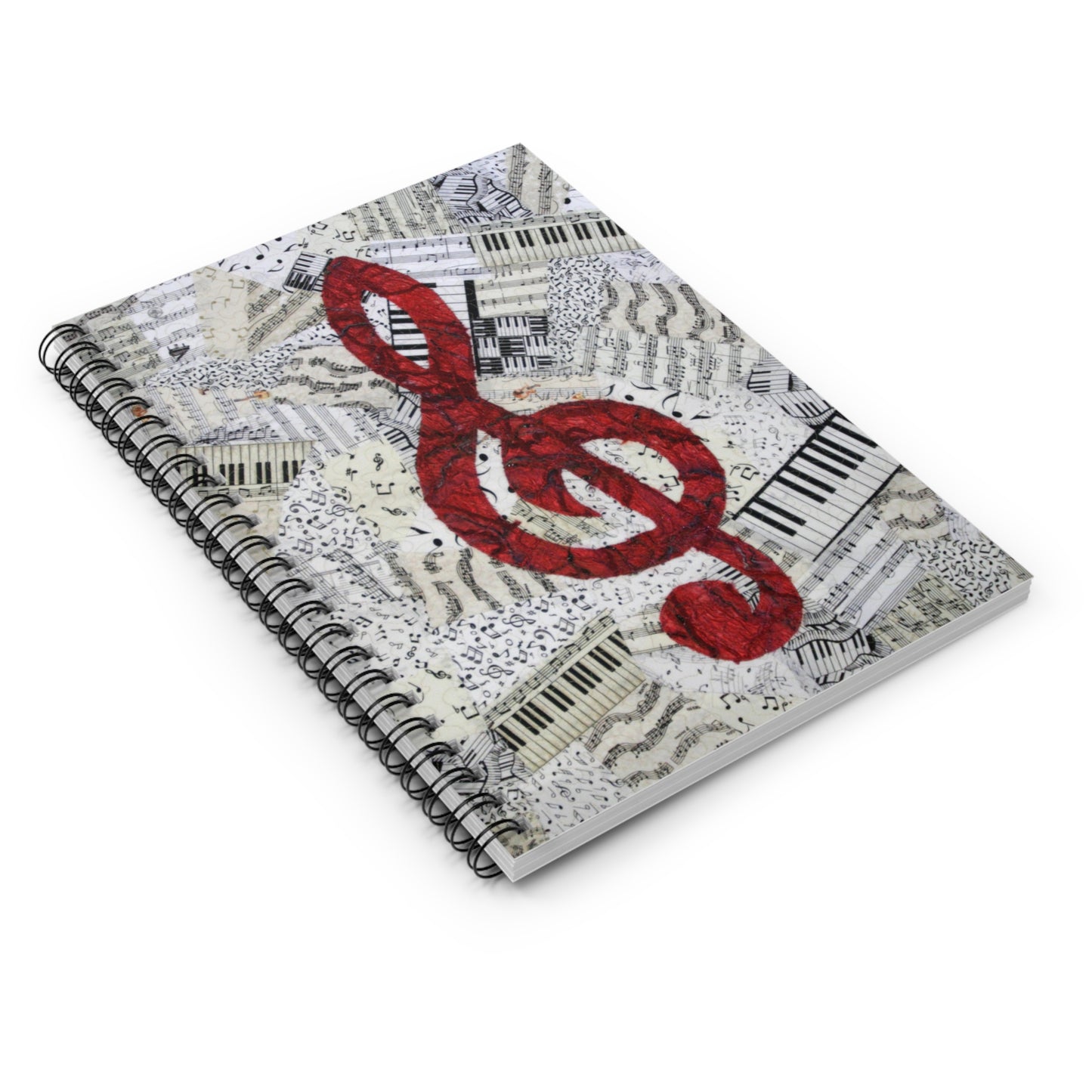 Red Treble Clef Spiral Bound Notebook Ruled Lined Musician Gift