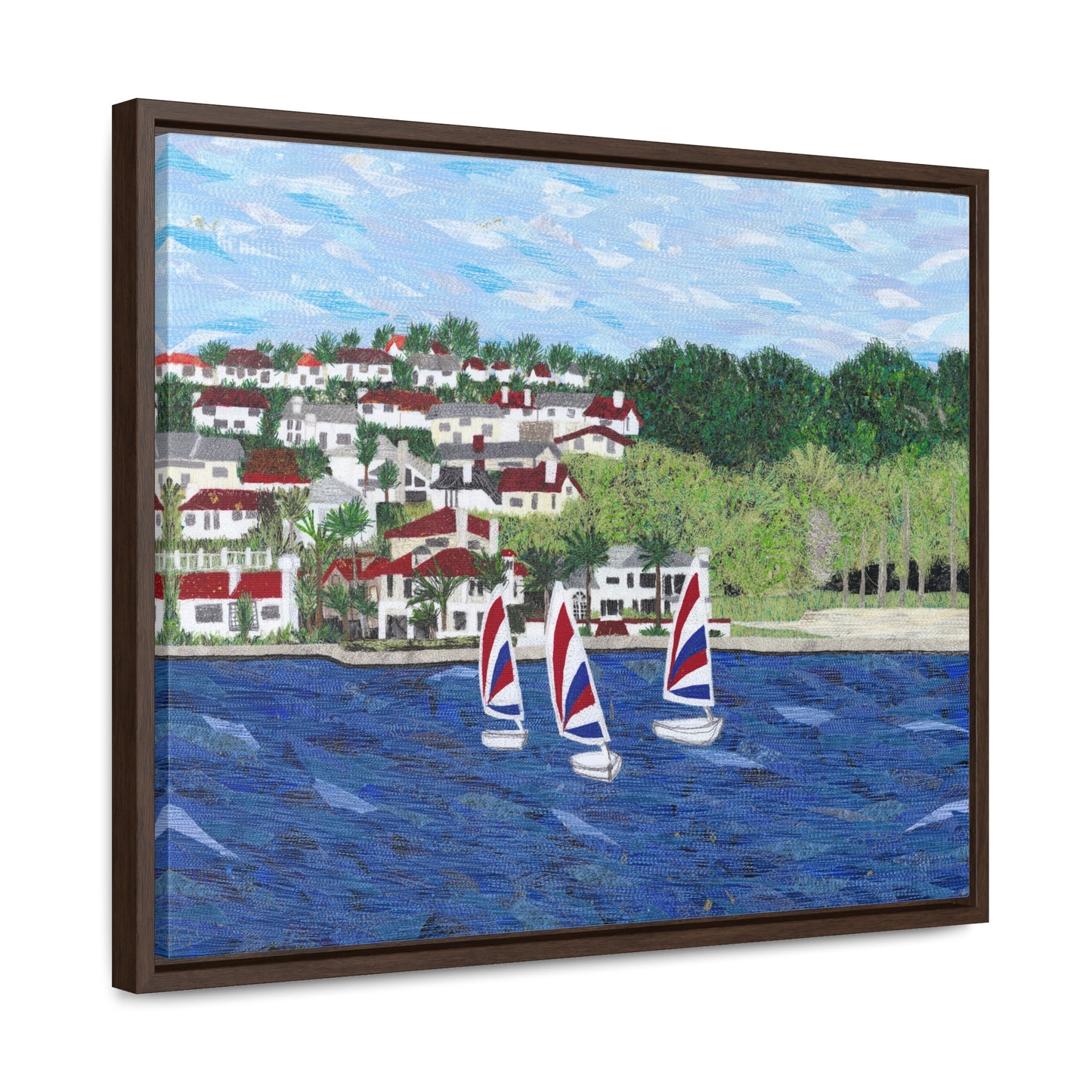 Sailing Lessons, Lake Mission Viejo Horizontal Framed Premium Gallery Wrap Canvas