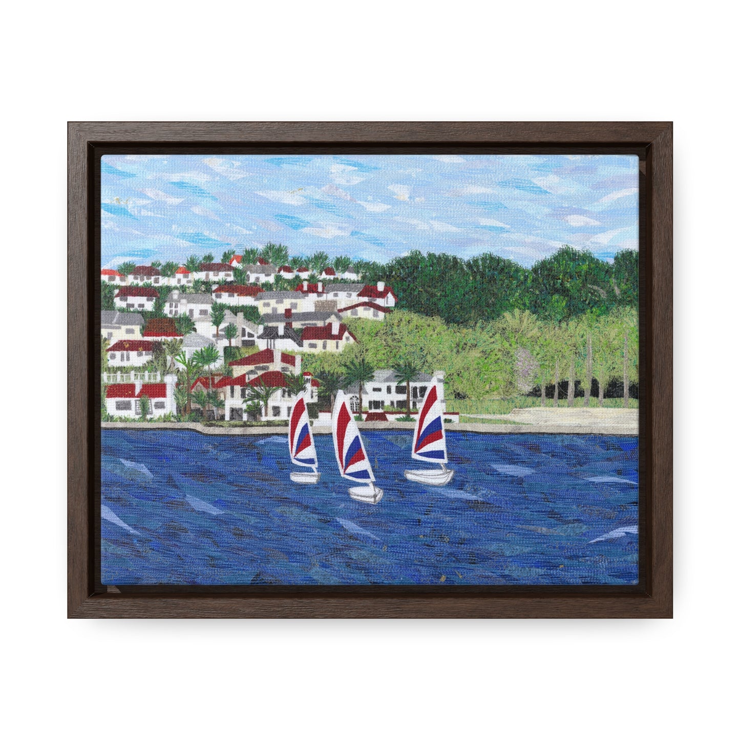 Sailing Lessons, Lake Mission Viejo Horizontal Framed Premium Gallery Wrap Canvas