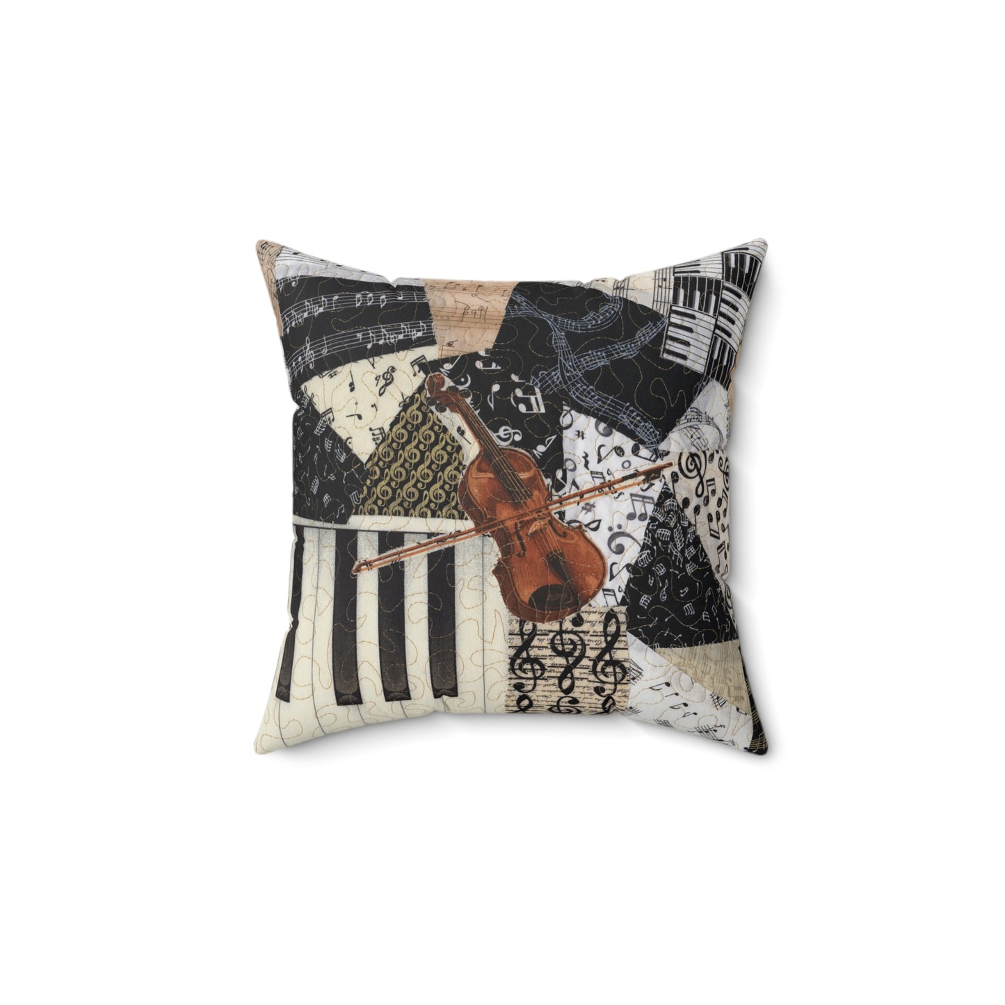 Violin and Piano Keyboard Music Square Pillow
