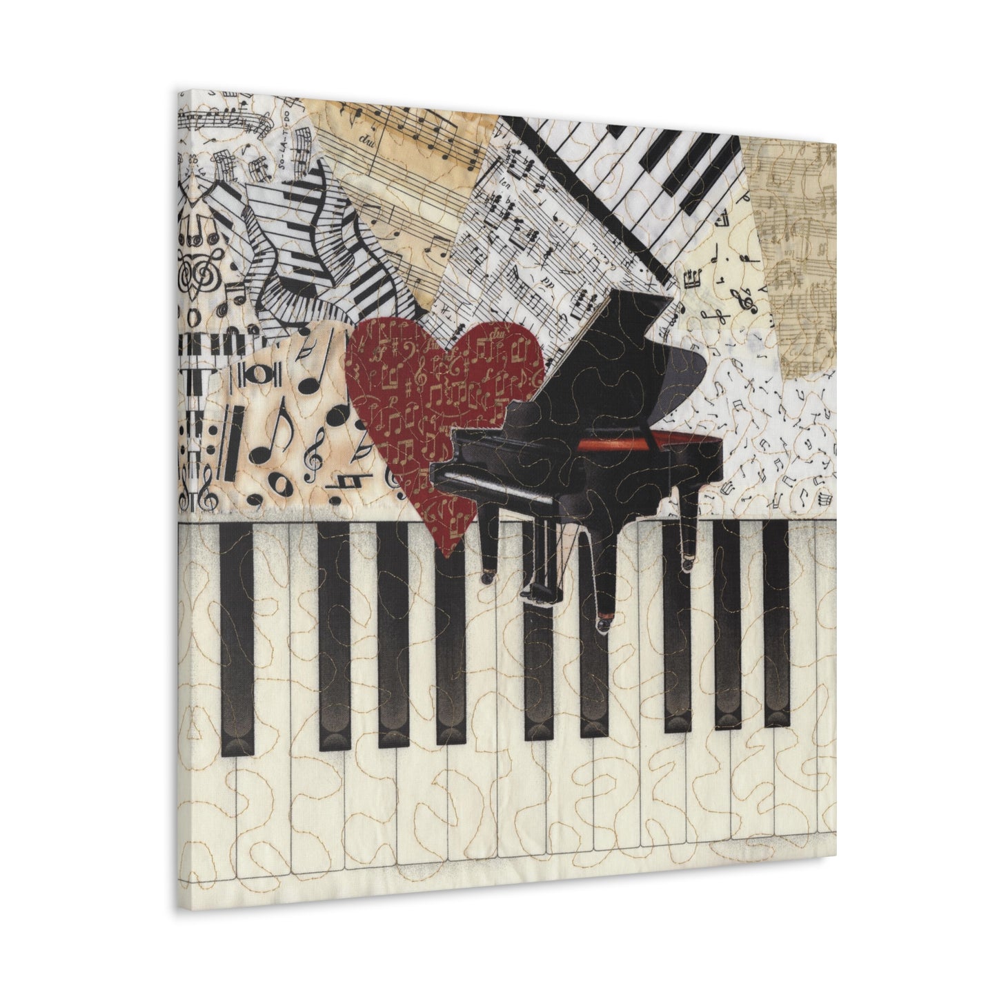 Grand Piano with Heart and Music Gallery Wrap Canvas