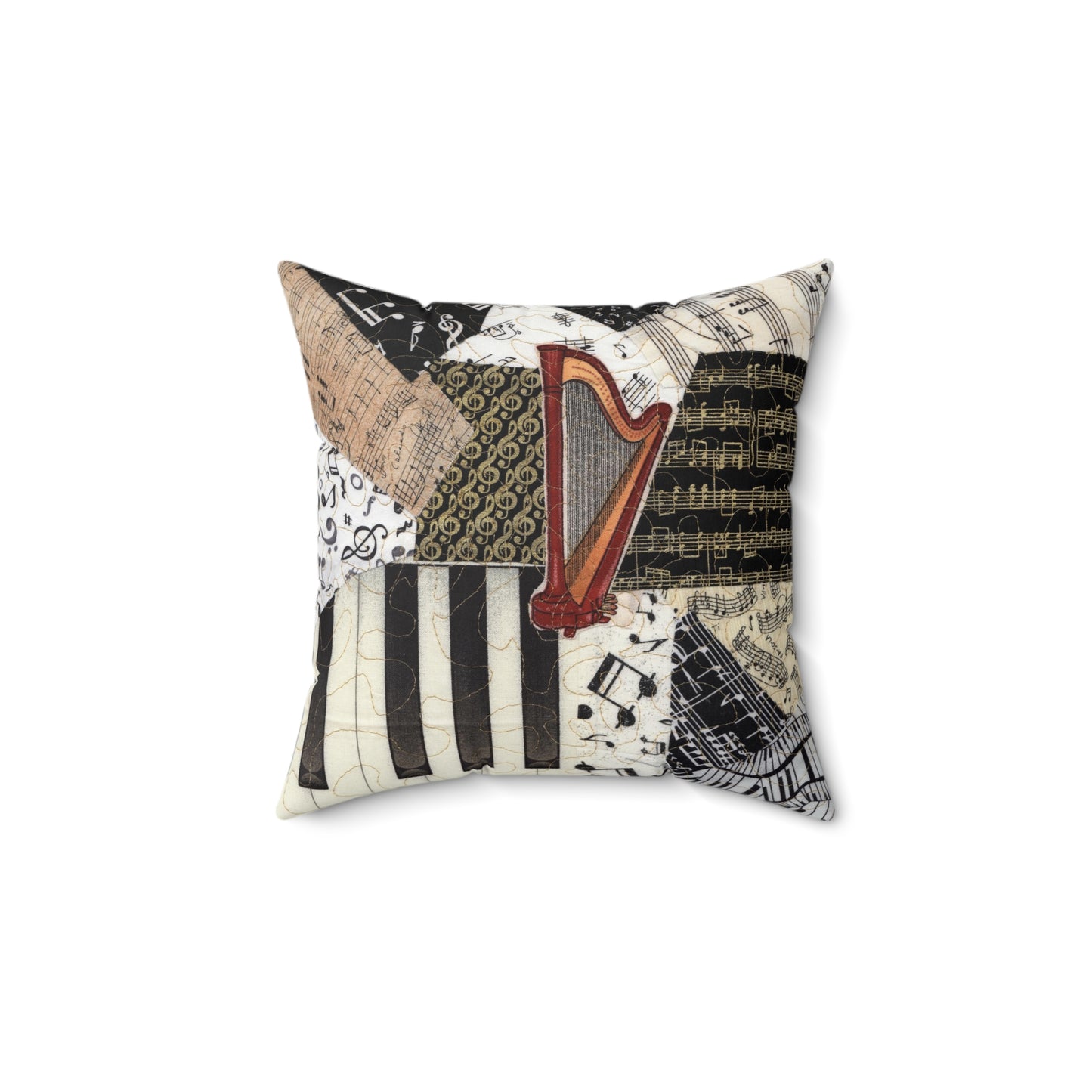 Harp and Keyboard Music Square Pillow