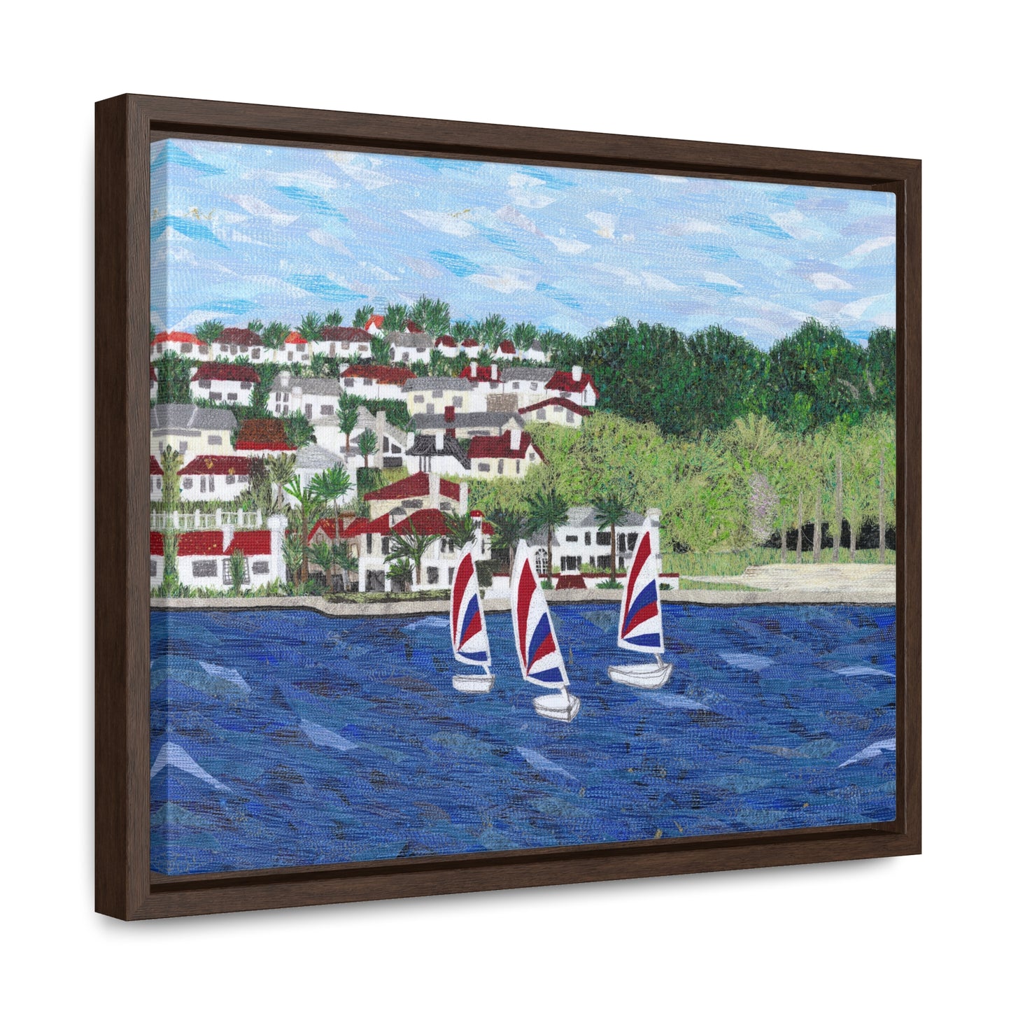 Sailing Lessons, Lake Mission Viejo Horizontal Framed Premium Gallery Wrap Canvas