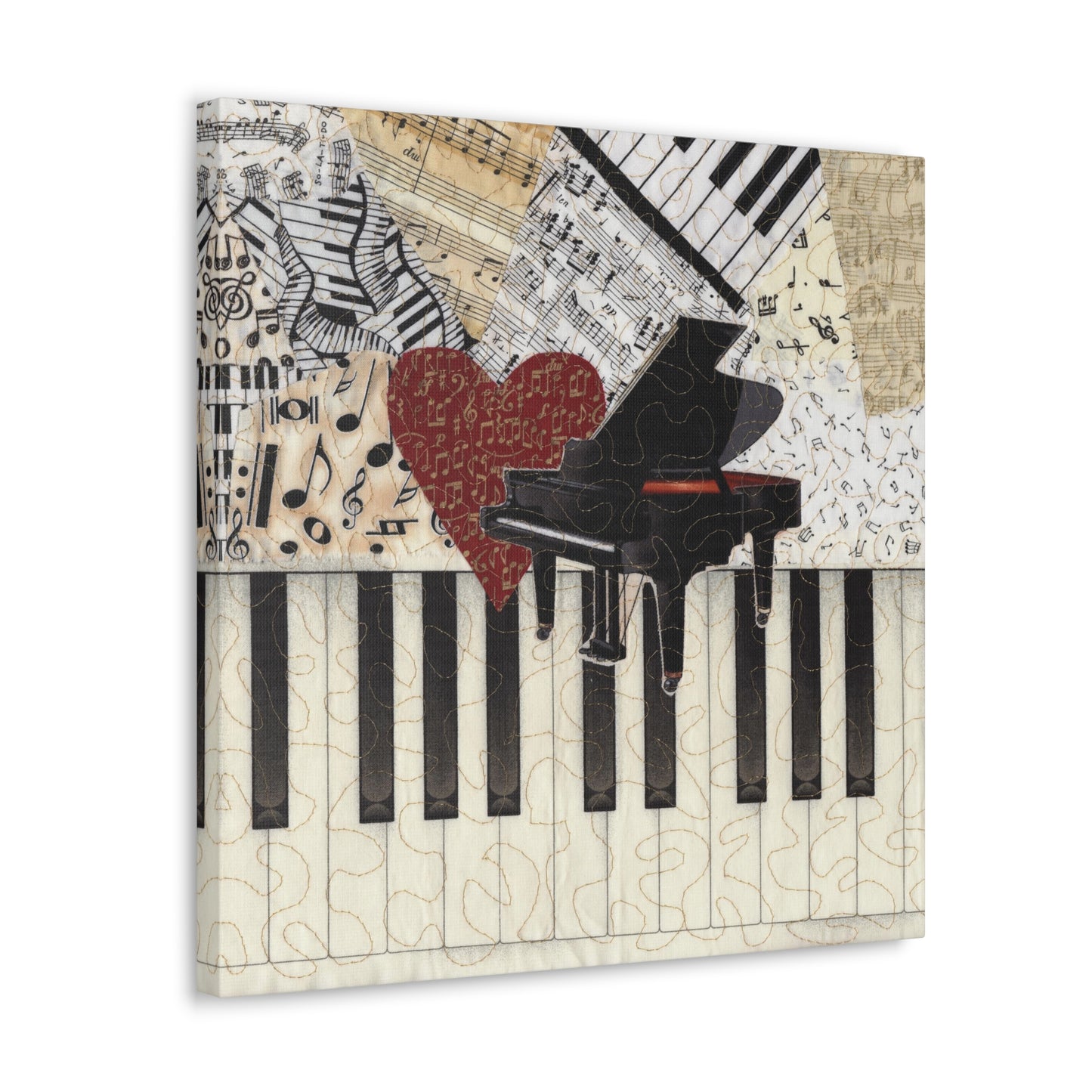 Grand Piano with Heart and Music Gallery Wrap Canvas